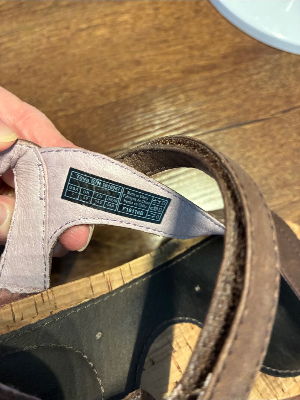 Teva Brown Cork-Trim T-Strap Sandals - Picture 3 of 4